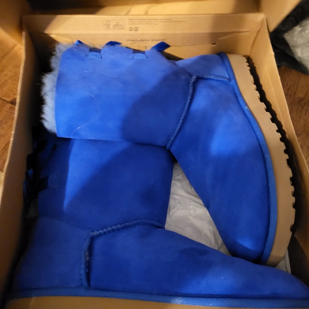 Womens Blue Ugg Bailey Bow Boots